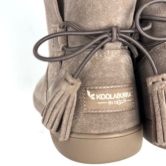 New Koolaburra By Ugg Skyller Ankle Boots Taupe Suede Slip-on Back Tassels US 9 - Picture 8 of 13